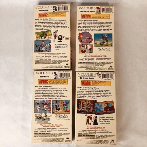 Lot 4 The Adventures of Rocky and Bullwinkle VHS Video Tape BLue La Grande Moose - Picture 2 of 3